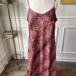 Burgundy Snakeskin Print Slip Dress